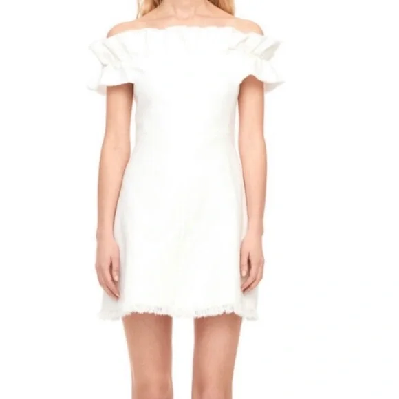 NWT Rebecca Taylor Winter White Ruffle Dress 4